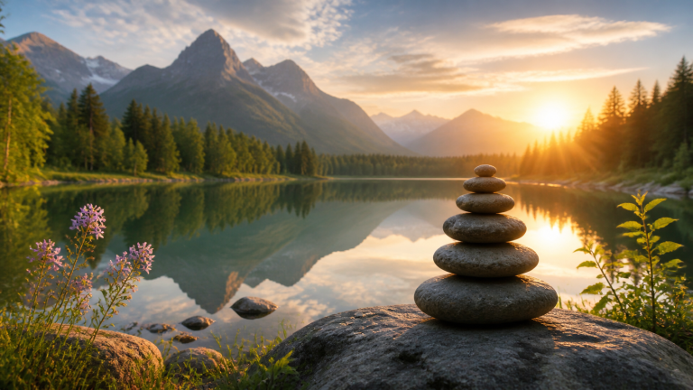 calm nature scene representing balance and wellness