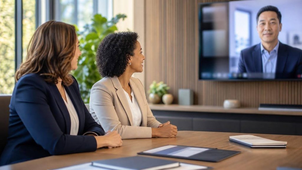 Practice leaders confirming communication and oversight plans with a remote physician